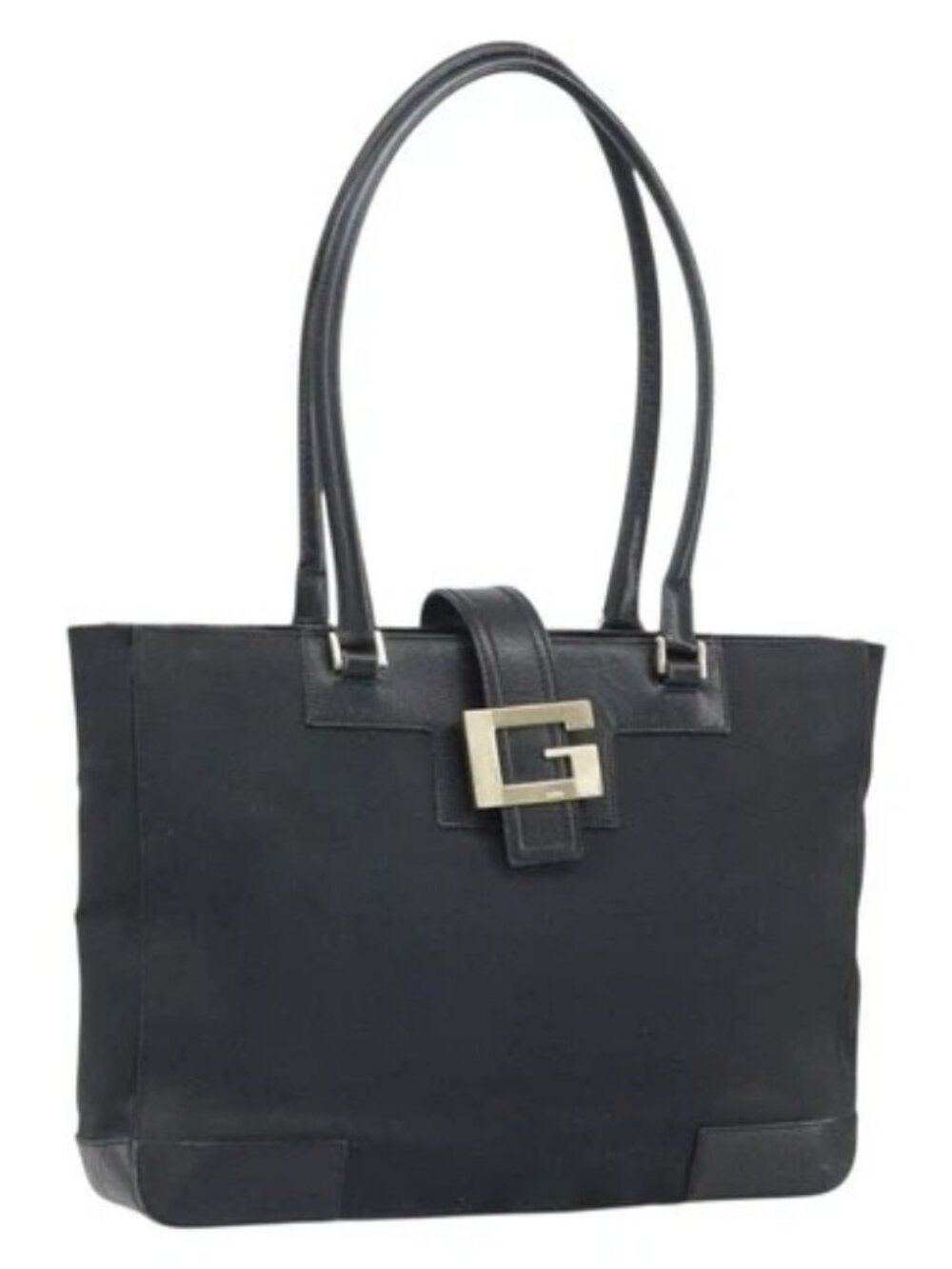 GUCCI Tote Bag Canvas Black Gold 002 1109 Auth